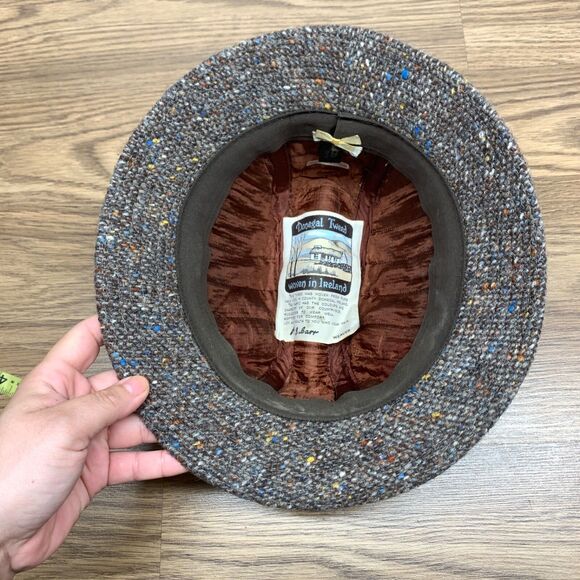 Vintage Tweed Wool Fedora, Hats Of Ireland Castlebar, Dongal Tweed, Size S 6 7/8 - Picture 7 of 9